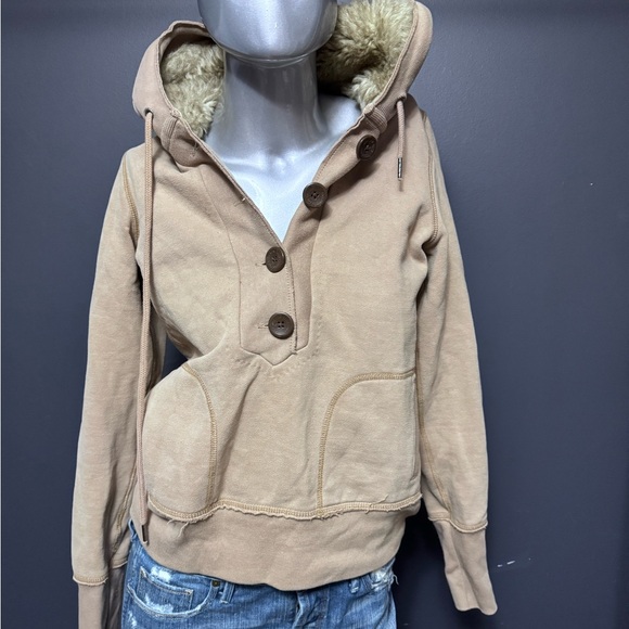 American Eagle Vintage Y2K Faux-Fur Hood-Lined Hoodie - Picture 2 of 7